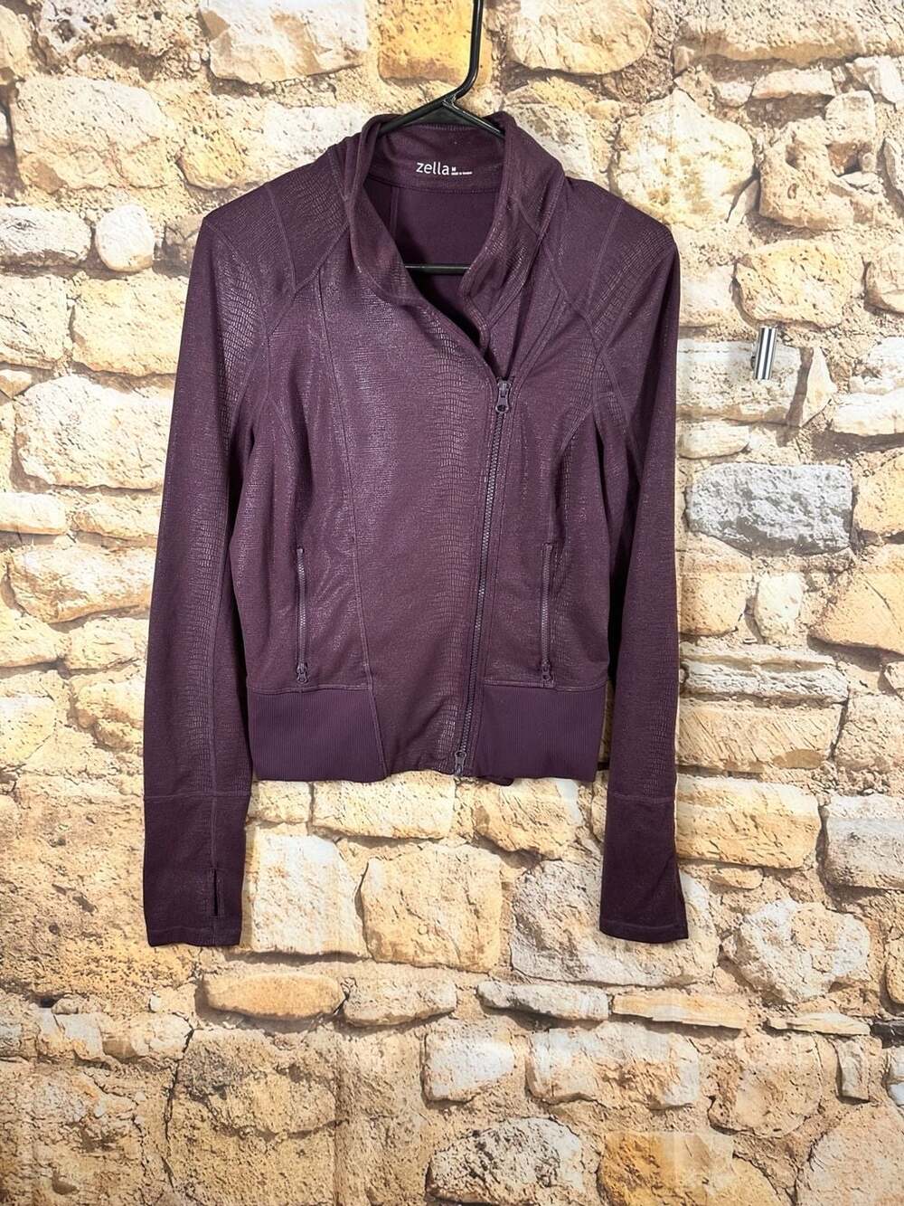 Zella Moto Athletic Jacket Size M Purple Snakeskin Full Zip